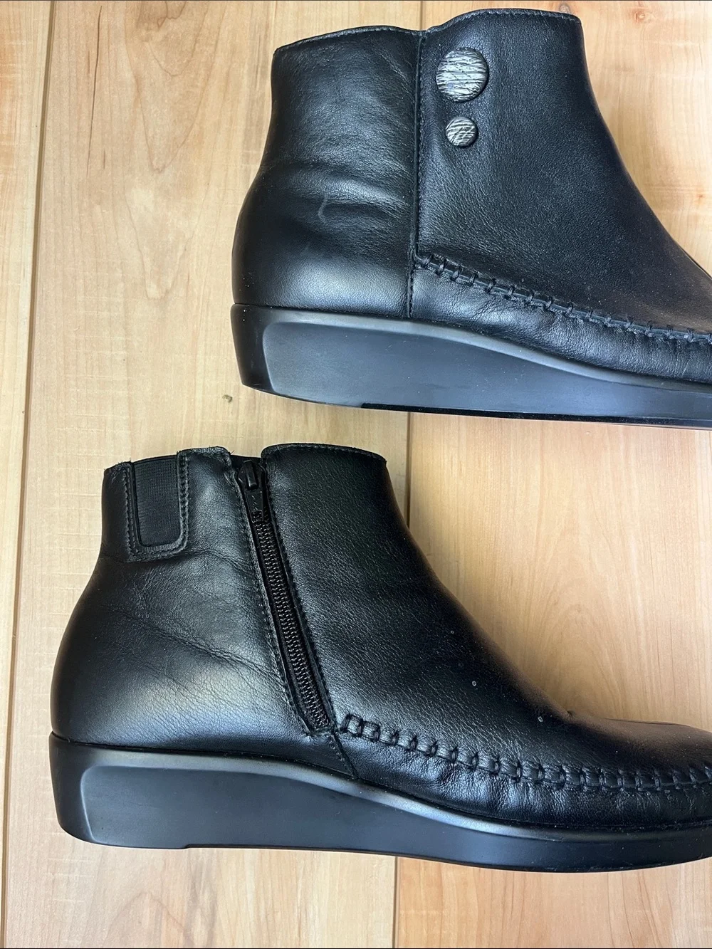 Women’s Black Leather Ankle Boots - Classic Slip-On Comfort